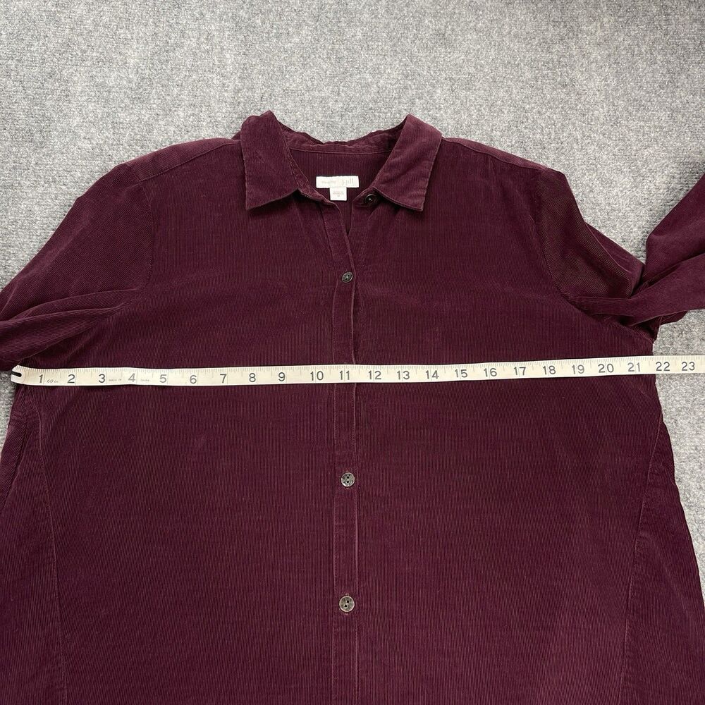 J Jill Corduroy Button Front Tunic Top Womens Medium Long Sleeve Cotton Plum - Picture 5 of 9